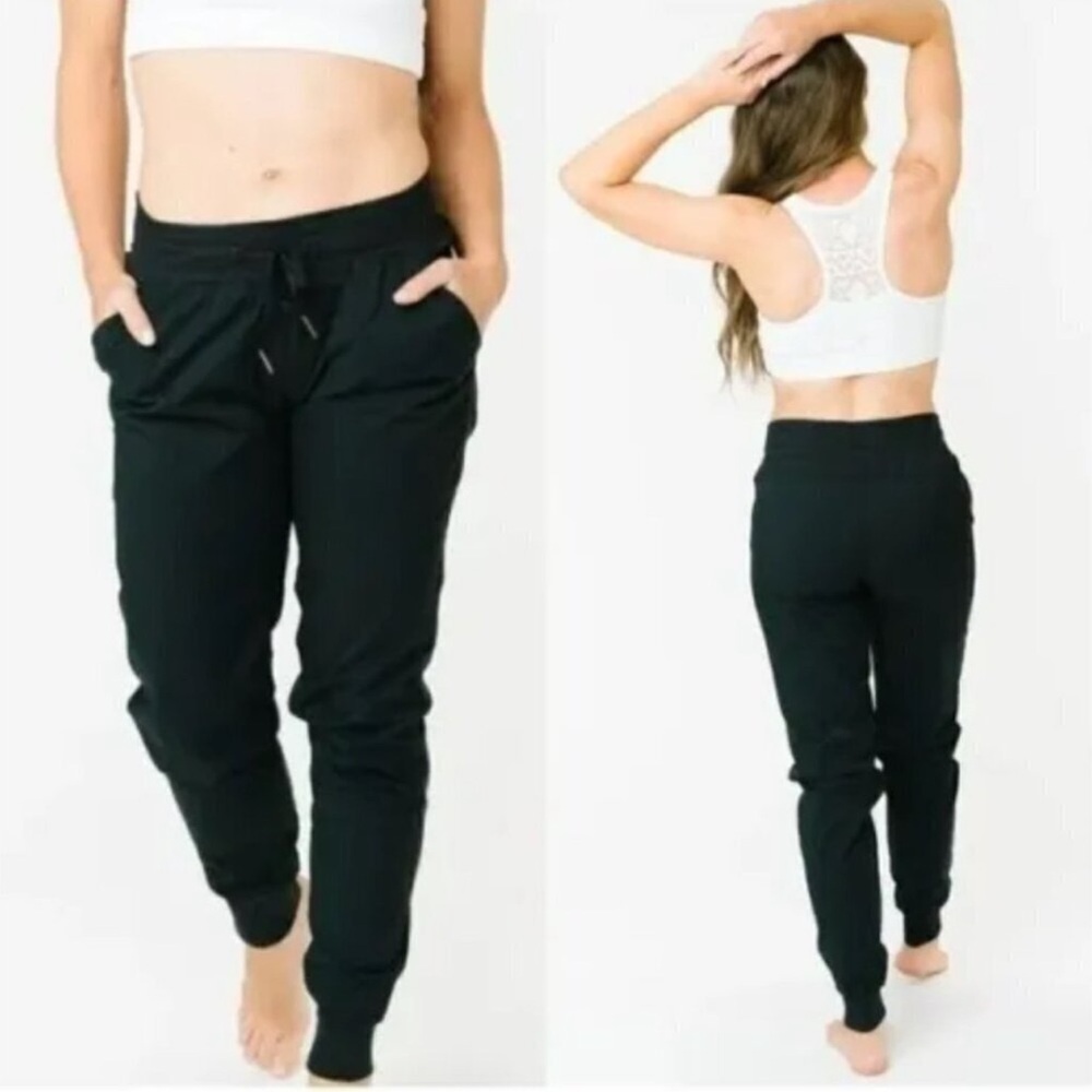Zyia Trail Jogger Pants Micro Stripe Active Performance Size Large Black